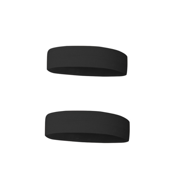 Pack of 2 sports headbands (black).