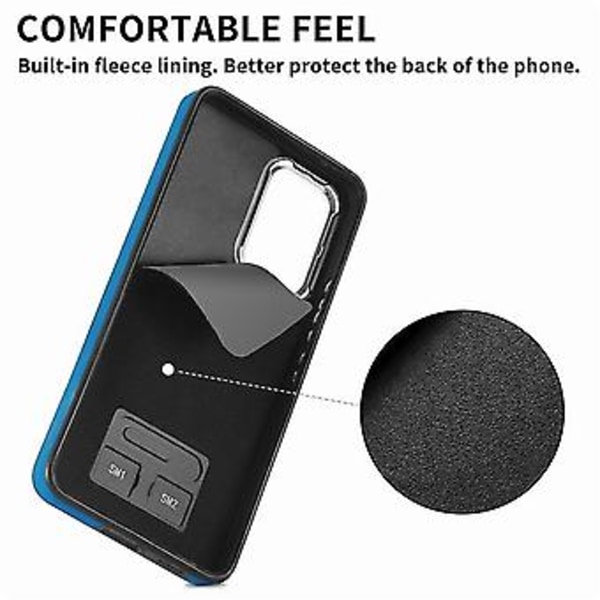 Til Samsung Galaxy A53 5g Elektroplateret Hud-følelse Læder Ring Kort Tegnebog Telefon Case (sort) (blå)