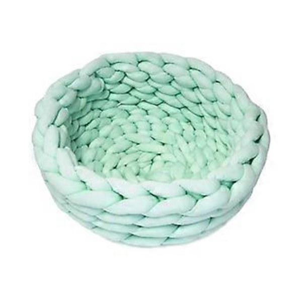 Hundbädd för små hundar Kattbäddar för inomhuskatter Rund tjock gosig husdjursbädd Madrass Mjuk handgjord säng Ljusgrön 50cm (50cm Ljusgrön)