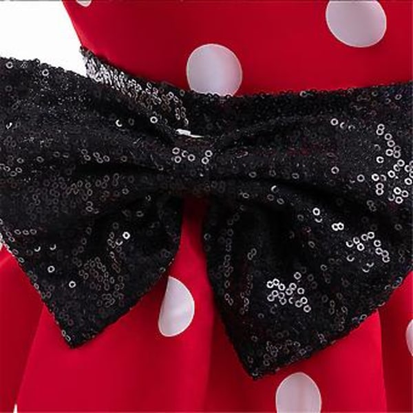 1-8 år Pige Minnie Mouse Prinsesse Polka Dot Kjole Fest Ballkjole Bue Sving Kjole (2-3 år)