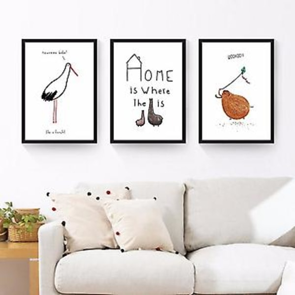 Wekity Word Meets Animals 1 Seinätaide Canvas-tulostusjuliste, Yksinkertainen Luova Vesiväri Taidepiirustus Sisustus Kotiin Olohuoneeseen Makuuhuoneeseen Toimistoon ja Lapsille