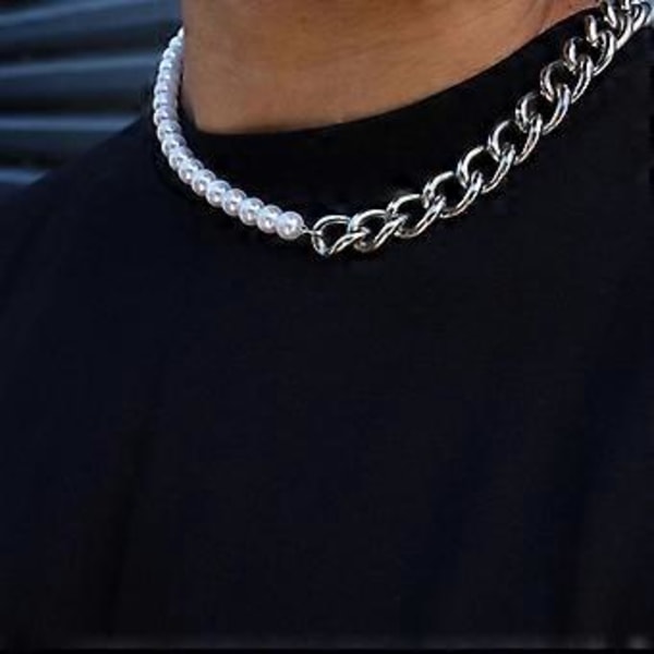 Halsband för män, Boy Retro förgylld Curb Cuban kedja i rostfritt stål, smycke