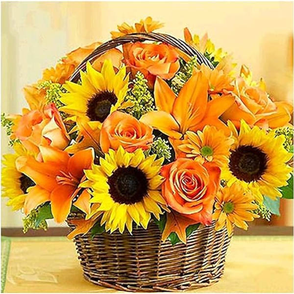 1 stk 5D Diamantmalerisett Blomster, DIY Diamantmaleri Full,
