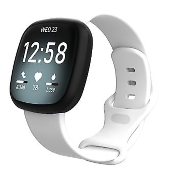 Til Fitbit Versa 3 / Sense Silikon Urrem Størrelse: L (Hvid)