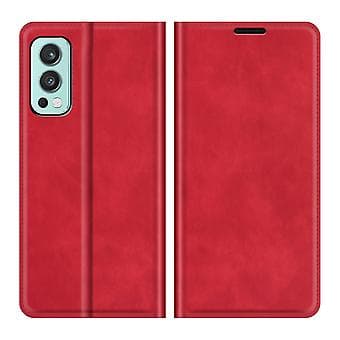Magnetiskt Läderfodral för OnePlus Nord 2 5G (Röd)