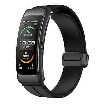 Kompatibel med Keep B4 / Huawei Watch Fit Mini 16mm silikone rem udskiftning urrem, sort foldespænde (sort)