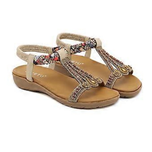 Sommer Nye Damesandaler Elastikbånd Let og Behagelige Sandaler (EU 42 Abrikos)