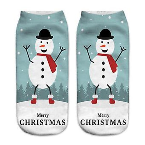 Unisex Jule-Strømper Novelty Ankelstrømper Julemanden Korte Strømper Gave (8 Par Hænder Op Snemand)