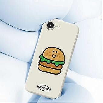 Kompatibelt deksel til iPhone 16e, hamburger-mønstertrykk, rett kant, TPU-bakdeksel (Beige)