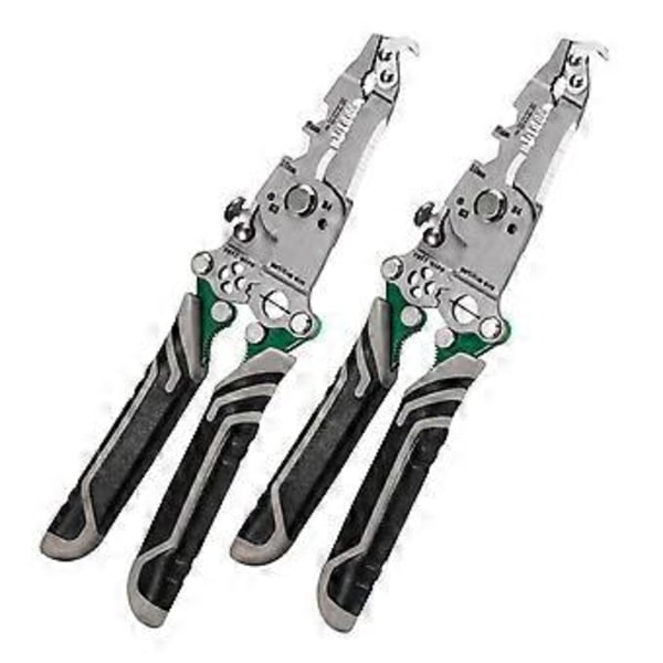 Multifunktionel foldbar kabelstripper, kabelsplitter, krympeværktøj, skæreværktøj, ledningsreparationsværktøj, tang (2 stk.)