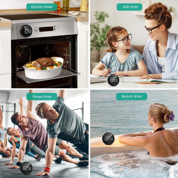 Digital kjøkken timere, 3 tommers LED digital timer, magnetisk nedtellingstimer for klasserom trening te