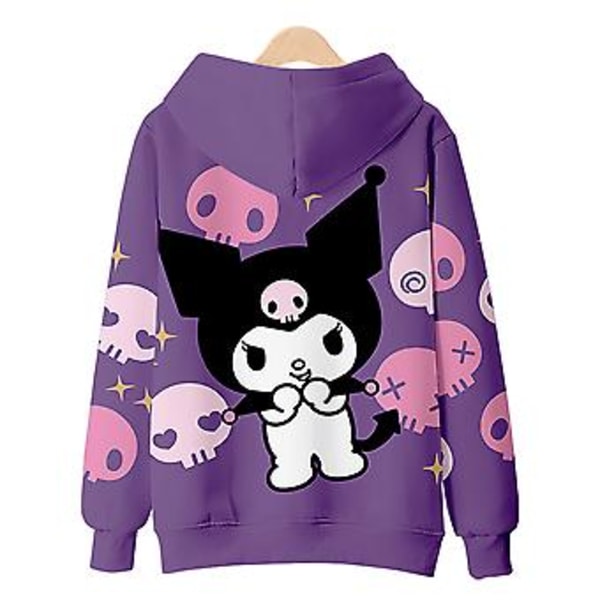 Damer Sanrio Kuromi Lynlås Hoodie Sød Tegneserie Trykt Frakke Jakke Casual Hættetrøje Topper Julegaver (2XL A)