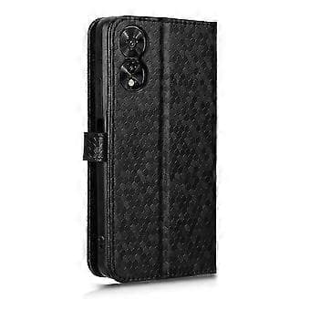 Honeycomb Dot Tekstur Læder Telefon Cover (Til TCL 50SE Sort)