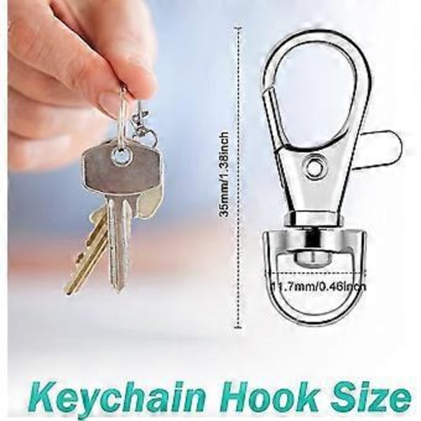 100 st Premium Karbinhakar med Nyckelringar. Metall Snodd Nyckelringskrokar ( )