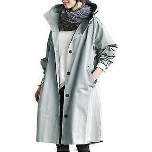 Dame windbreaker jakke afslappet løs knap lommer hætte vind- og vandtæt til udendørs vandreture (XL Army Green)