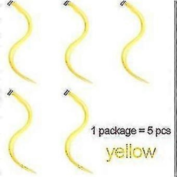5 stk./pakke lang rett clip-in ett stykke hår extensions 20\" 50cm syntetisk hår rosa rød blå clip-on hårstykker kvinner jenter (Gul)