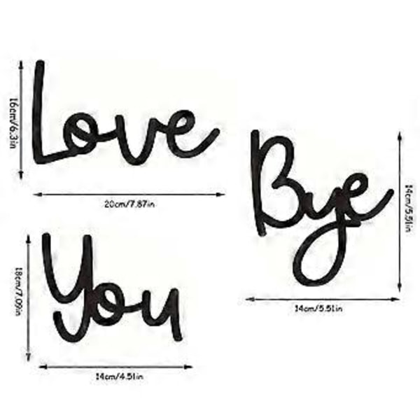 Love You Bye Seinäkoriste Sisustus Olohuone Makuuhuone Eteinen 3D Kirjain Rakkaus Sydän Ovenpäällinen Seinätaide Koriste Ornamentti
