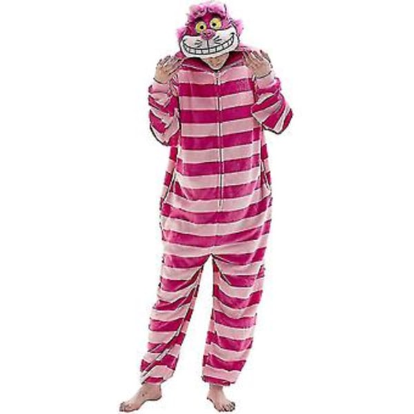 Mukava unisex aikuisten onesie-pyjama eläimen muotoinen yhden osan Halloween-asu -r (9-10 vuotta Cheshire-kissa)