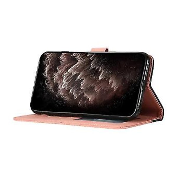 Til Samsung Galaxy A02 / M02 To-farvet Syet Læder Telefonetui (Sort Rosenguld)