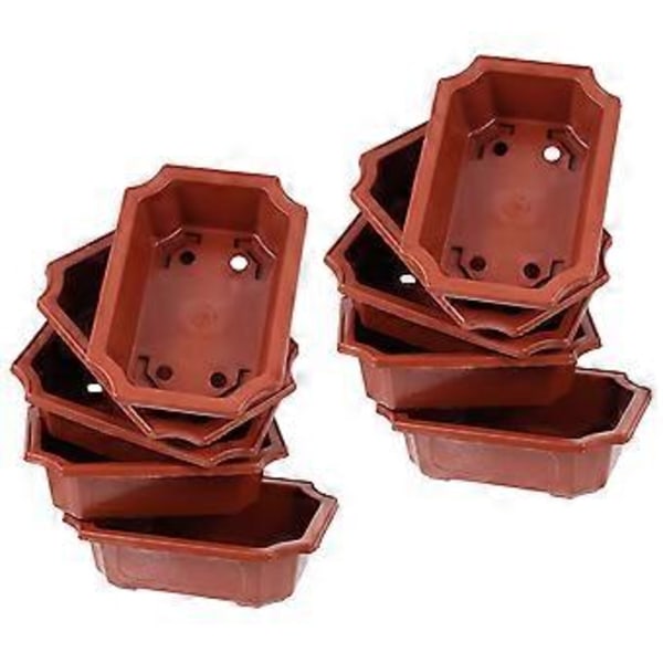 10 stk. Bonsai Potter Vintage Stil Plastik Bonsai Planter Voksende Potte Rektangulær Klassisk Blomsterpotte