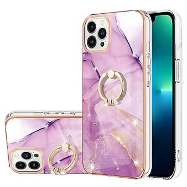 Sähköpinnoitettu Marmori IMD TPU-kotelo iPhone 15 Pro Maxille (Violetti)