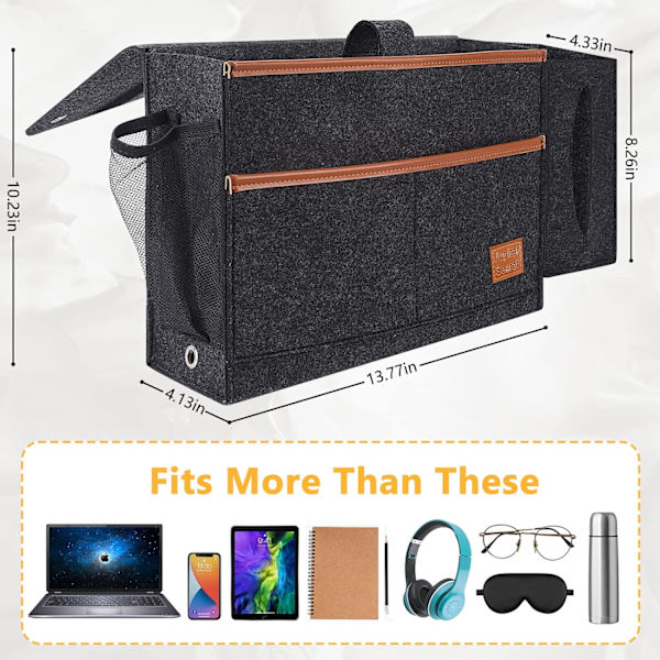 Sengside Caddy med Tissue Box & Flaskeholder til Fjernbetjening/