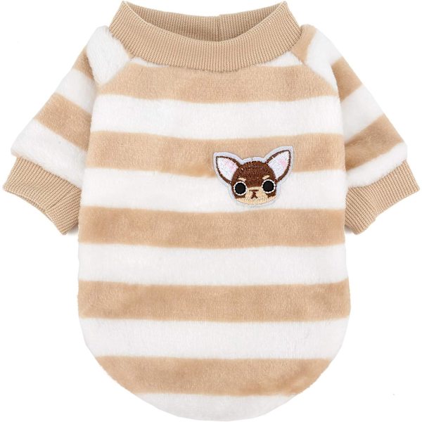 Vinter Sweater Coral Fleece Jakke Hvalp Hvalp Kat Stribet Varm C