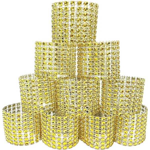 10 stk Rhinestone Bånd Serviettringer Skinnende Rhinestone Serviettring