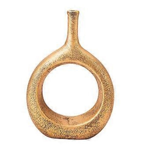 Minimalistinen keraaminen maljakko, Donitsimaljakko pyöreä maljakko kodin pöytätasolle pöytäkoristeeksi (Aureate)