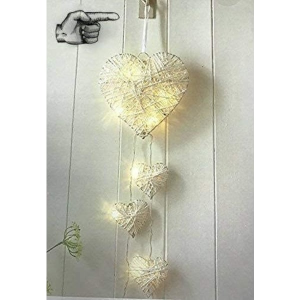 Rustik Shabby Chic 6x Flettet Hjerte Væglampe LED-guirlande