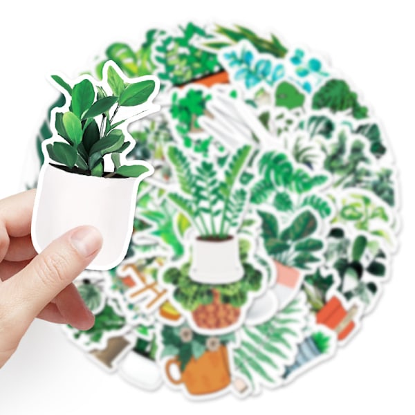 Grønne Plante Stickers | 50 STK | Vandtætte Vinyl Stickers til Laptop