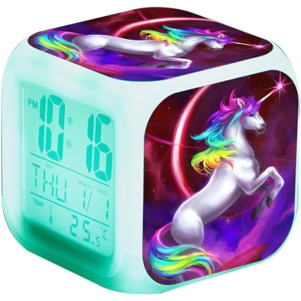 Unicorn digital väckarklocka för flickor, barn vid sängen väckarklocka L
