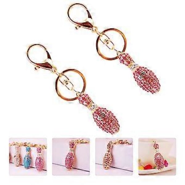 2 kpl Keilailu Avaimenperä Rhinestone Keilailu Avaimenperä Reppu Laukku Käsilaukku Riippuva Koriste