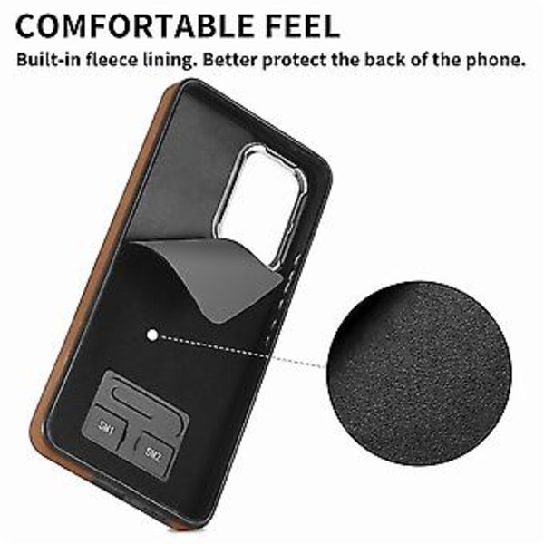 Til Samsung Galaxy A53 5g Elektroplateret Hud-følelse Læder Ring Kort Tegnebog Telefon Case (sort) (brun)