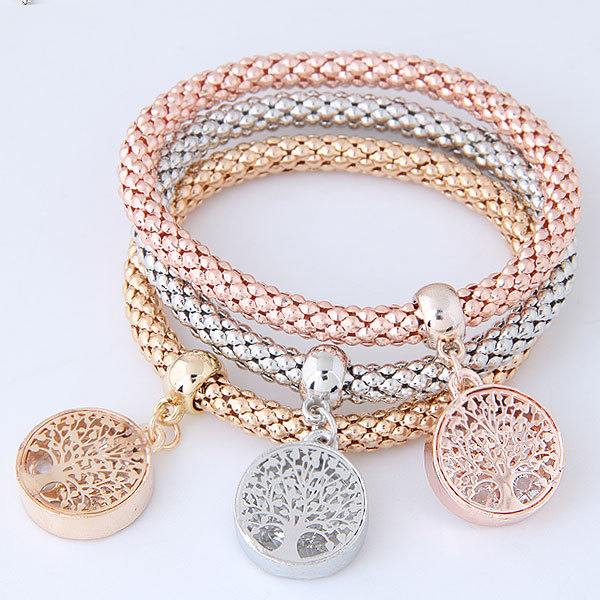 Multilayer Crystal Charm Bracelets - 3PCS Gold/Silver/Rose G