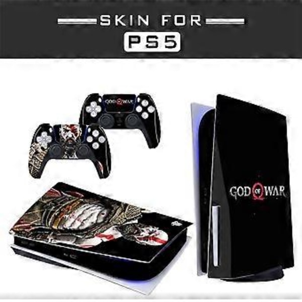 Klistremerke for hud - Kompatibel med PS5 - Deksel for å tilpasse konsollen - Avtakbar vinylfilm - Matt satin HD-kvalitet (Disk, god of war01)