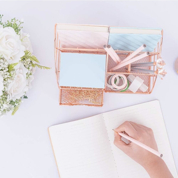 Rose Gold -työpöydän järjestäjä naisille, Mesh-toimistotarvikkeet työpöydän lisävarusteet
