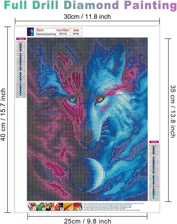 11,8x15,7 tommer 5D ulve diamantmaleri kits til voksne begyndere