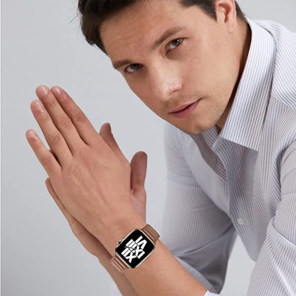 Brun Kompatibel med Apple Watch 7 Magnetiskt Läder 38m Armband