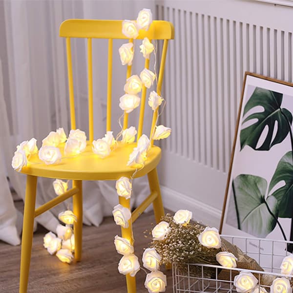 Hvid LED Rose Blomster Lys Kæde Blomster Fe Kæde Lu