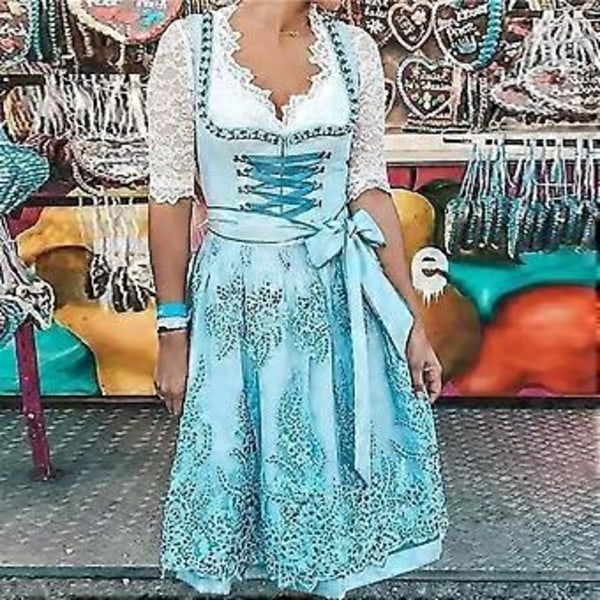 s-3xl Naisten Oktoberfest-asu Saksalainen Dirndl-mekko Baijerilainen Karnevaalimekko (XL Punainen)