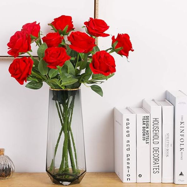 10 stk. Kunstige Silke Rose Buket til Bryllupsdekoration