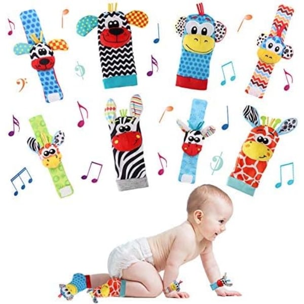 Baby handledsskaller 8 delar Animal Rattle Kids Toy Wrist Foo