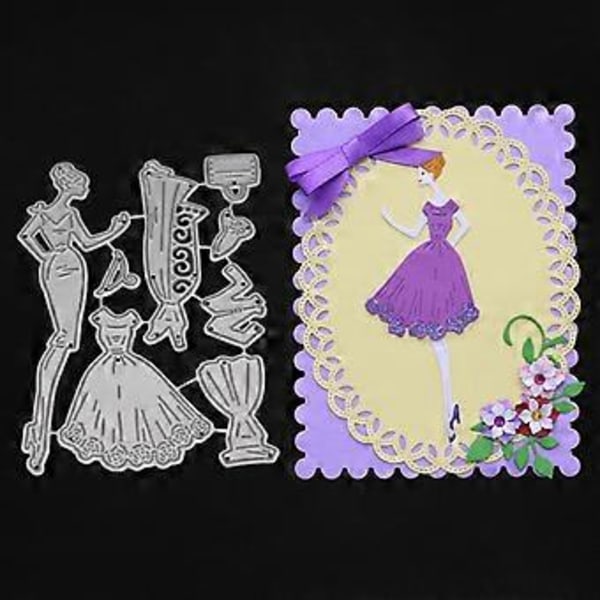 Smuk Pige Metal Skæreforme Stencil DIY Scrapbooking Album Stempel Papir Bil