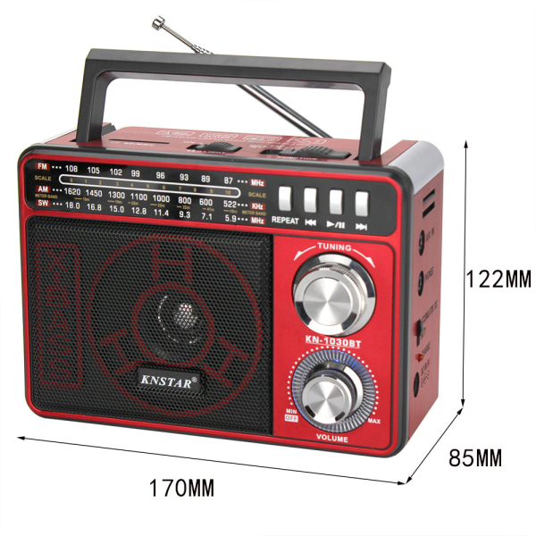 KN-1030BT AM FM-radio, bärbar plug-in väggradio med funktion