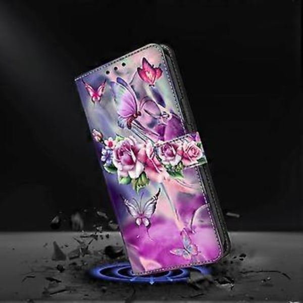 Til Xiaomi Redmi Note 12 4G PU Læder Flip Telefon Case 3D Mønster Trykt Tegnebog Stativ Cover (Style F)