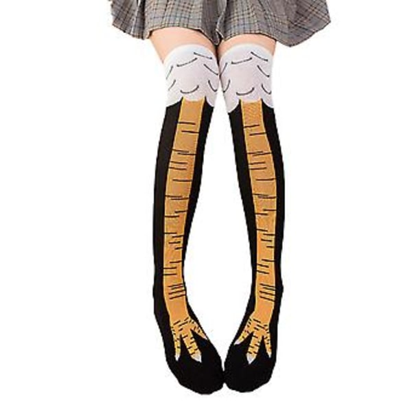 Kyllingbeinsokker Kne-høye/over kne-høye Morsomme 3D Cosplay Julesokker (Sorte Over Kneet)