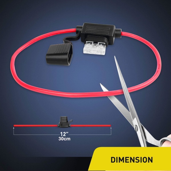 5 stk. 16AWG vandtæt plug-in medium blade sikringsholder med ledning, DC 32V 20A Add-A-Circuit til bil T