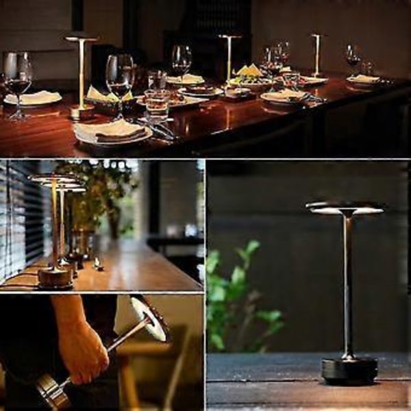 Trådløs Bordlampe Dæmpbar Vandtæt Metal USB Genopladelig Bordlampe (guld)