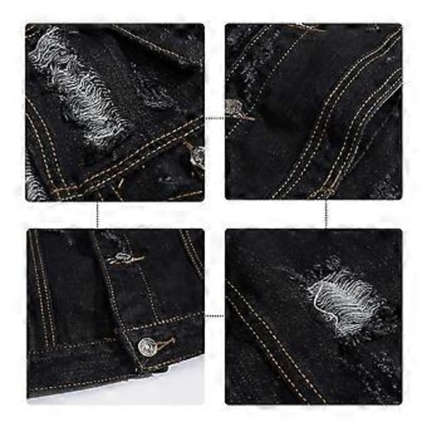 Herrar Casual Fyra Säsonger Rock Ärmlös Denimjacka (L)